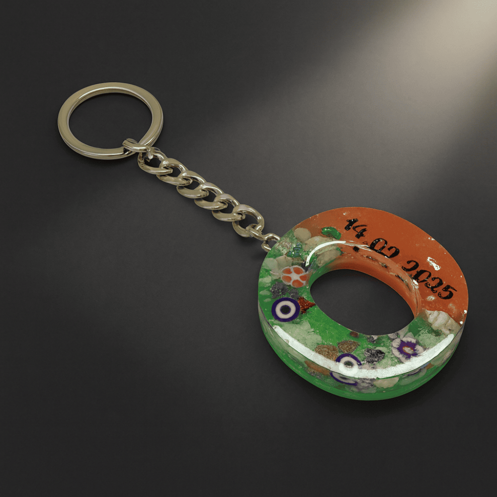 O Harfi - Kişiye Özel - Epoksi Reçine Anahtarlık - El Yapımı - Çelik Tokalı - 5