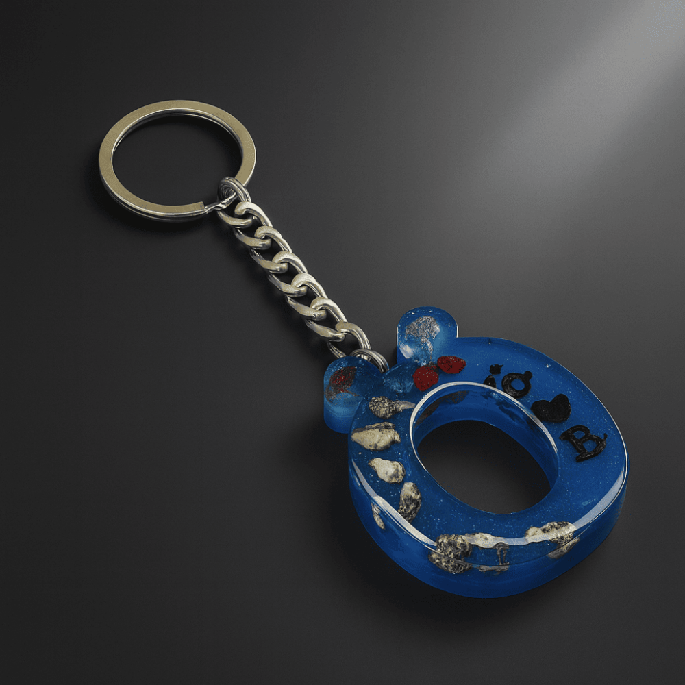 Ö Harfi - Kişiye Özel - Epoksi Reçine Anahtarlık - El Yapımı - Çelik Tokalı - 2