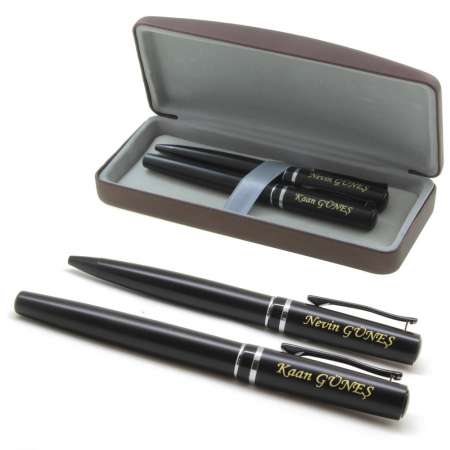 Siyah Mürekkep Kişiye Özel Roller Tükenmez Kalem Seti - Tesbihane