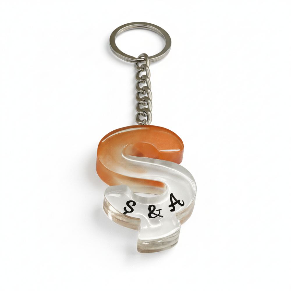 Ş Harfi - Kişiye Özel - Epoksi Reçine Anahtarlık - El Yapımı - Çelik Tokalı - 4