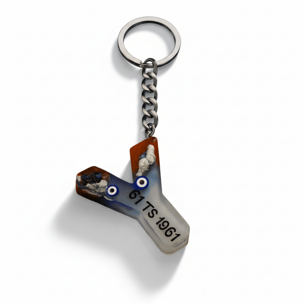 Y Harfi - Kişiye Özel - Epoksi Reçine Anahtarlık - El Yapımı - Çelik Tokalı - 4