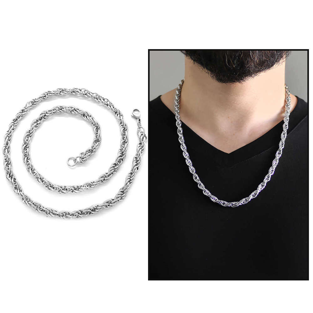 Kıvrımlı Örgü Kalın Model 60 cm 317L Çelik Erkek Zincir Kolye - 1