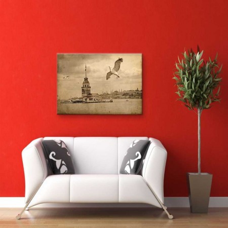 Kız Kulesi-Martı Manzaralı Kanvas Tablo - Tesbihane