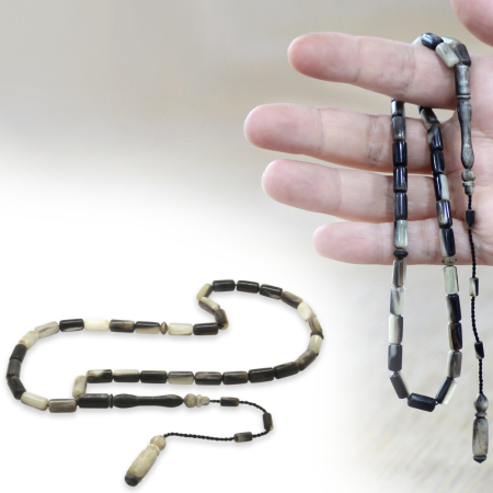 Koç Boynuzu Tesbih - Krem Rengi Siyah - Sistemli - Kapsül Kesim - Tesbihane