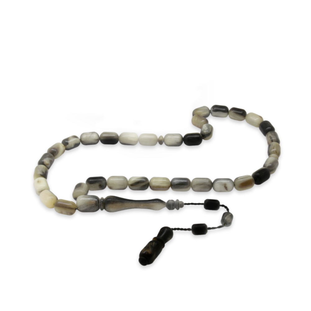 Koç Boynuzu Tesbih - Sistemli - Krem Rengi Siyah - Kapsül Kesim - 4