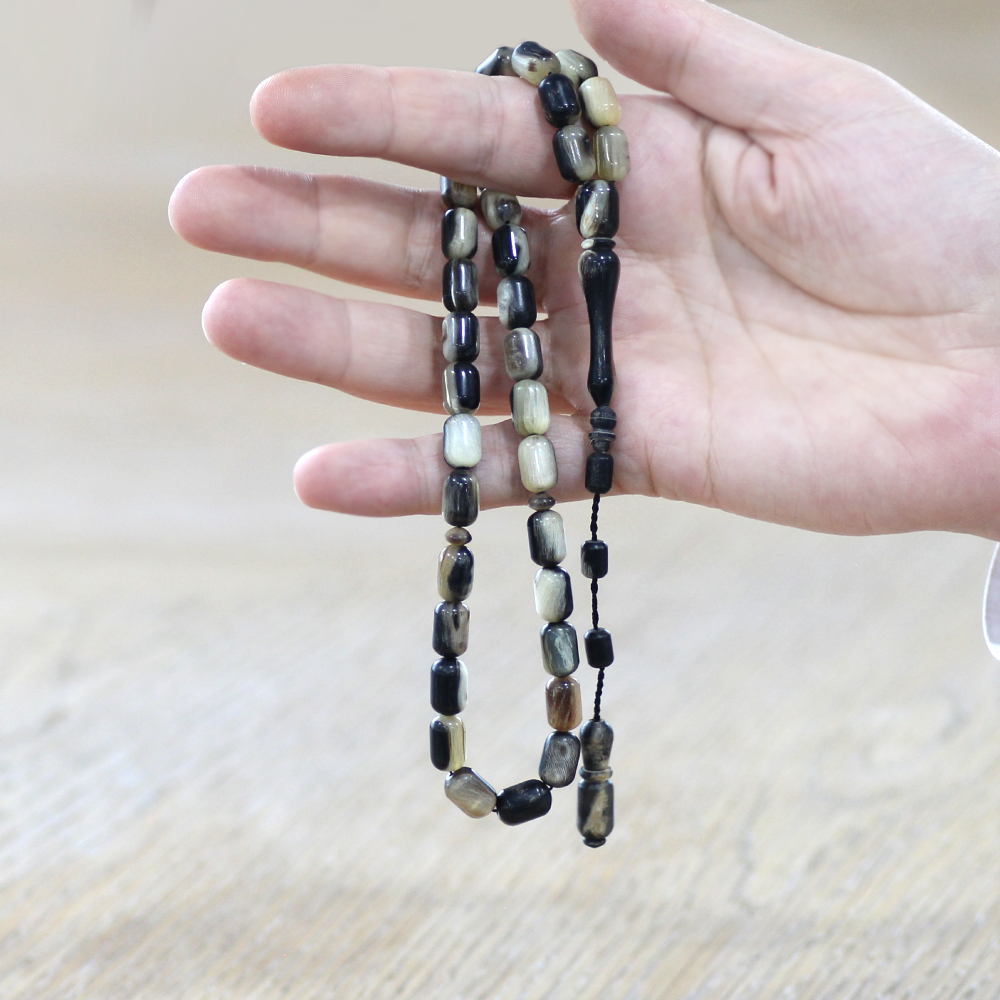 Koç Boynuzu Tesbih - Sistemli - Krem Rengi Siyah - Kapsül Kesim - 3