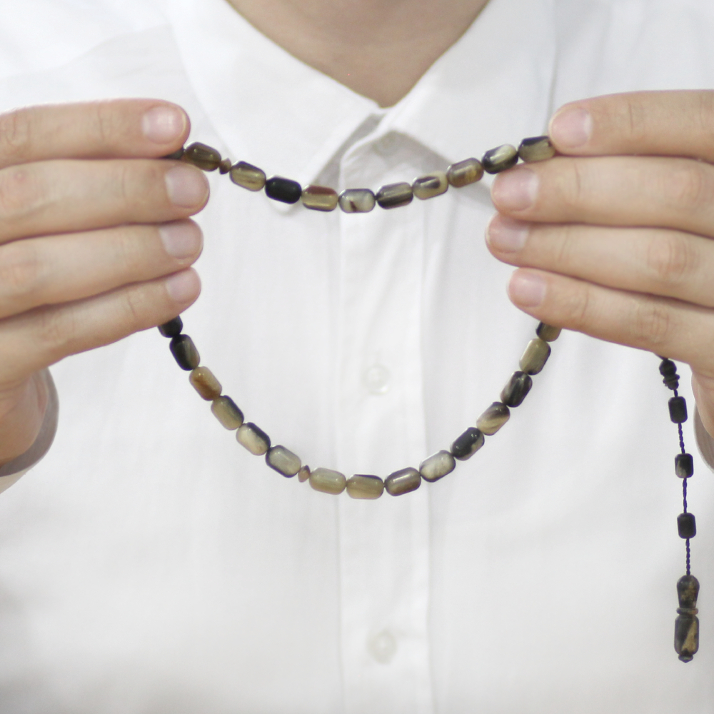 Koç Boynuzu Tesbih - Sistemli - Krem Rengi Siyah - Kapsül Kesim - 2