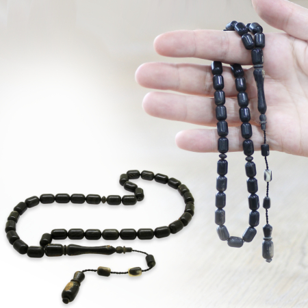 Koç Boynuzu Tesbih - Sistemli - Siyah Renk - Kapsül Kesim - Tesbihane