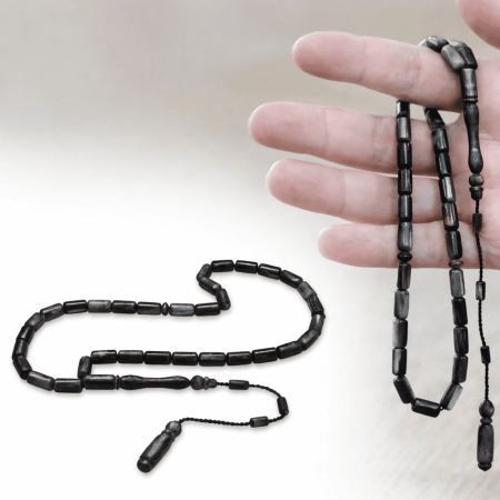 Koç Boynuzu Tesbih - Siyah Renk - Sistemli - Kapsül Kesim - Tesbihane