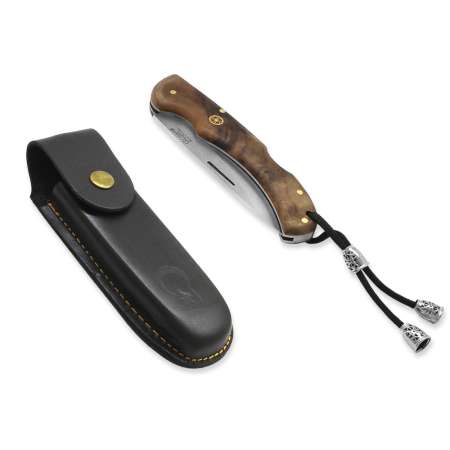 Kök Ceviz Ağacı Saplı Hayta Model Kilit Mekanizmalı 4116 Karartılmış Çelik Avcı ve Kamp Bıçağı - Tesbihane