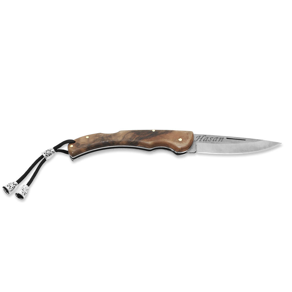 Kök Ceviz Ağacı Saplı Hayta Model Kilit Mekanizmalı 4116 Karartılmış Çelik Avcı ve Kamp Bıçağı - 7