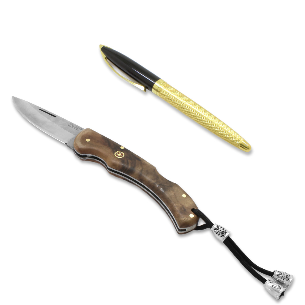 Kök Ceviz Ağacı Saplı Hayta Model Kilit Mekanizmalı 4116 Karartılmış Çelik Avcı ve Kamp Bıçağı - 2