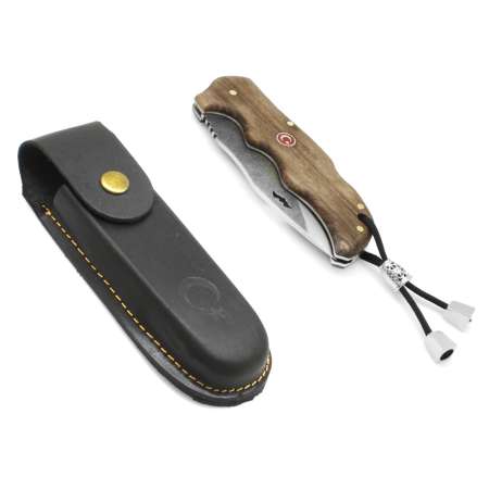 Ceviz Ağacı Saplı Yarasa Model Kilit Mekanizmalı İsme Özel 4034 Karartılmış Çelik Avcı Kamp Bıçağı - Tesbihane