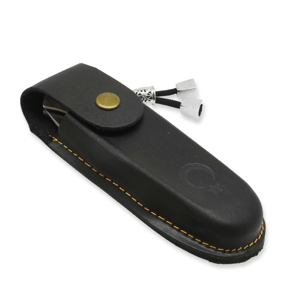 Ceviz Ağacı Saplı Yarasa Model Kilit Mekanizmalı İsme Özel 4034 Karartılmış Çelik Avcı Kamp Bıçağı - 6