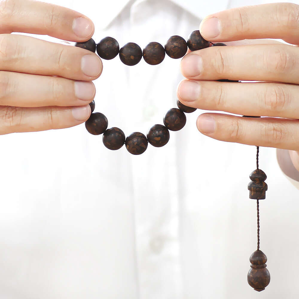 Kokulu Kahve Ağacı Efe Tesbih - Preslenmiş - Sistemli - Usta İşçilikli - Kahverengi - Küre Kesim - 3