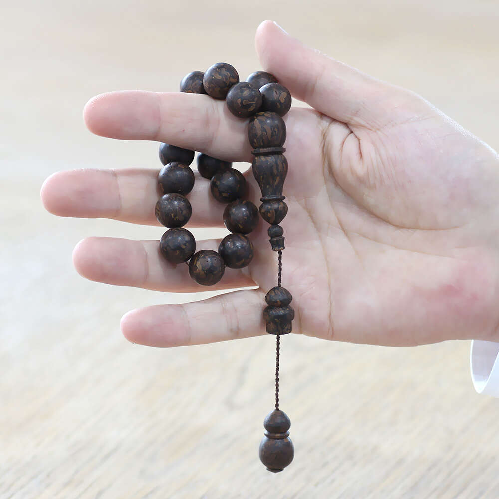 Kokulu Kahve Ağacı Efe Tesbih - Preslenmiş - Sistemli - Usta İşçilikli - Kahverengi - Küre Kesim - 2