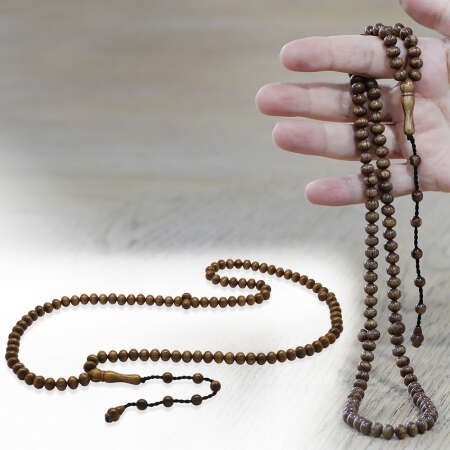 Kör Diken Ağacı Namaz Tesbihi - Sistemli - Koyu Kahverengi - Tekerlek Kesim - Tesbihane