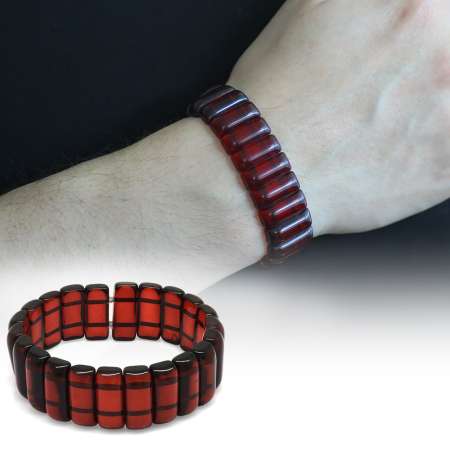 Koyu Kırmızı Beyrut Kehribar Erkek Rolex Bileklik - STOKYOK