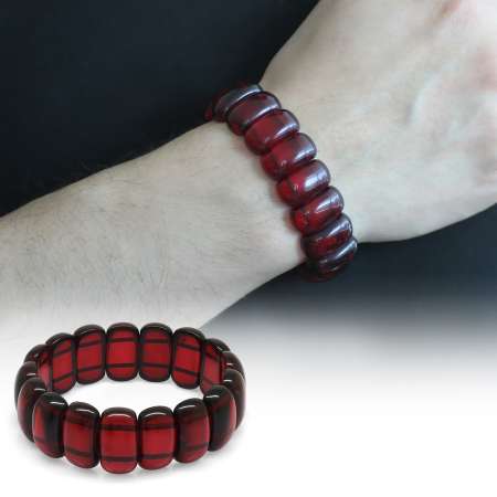 Koyu Kırmızı Geniş Kesim Beyrut Kehribar Erkek Rolex Bileklik - STOKYOK