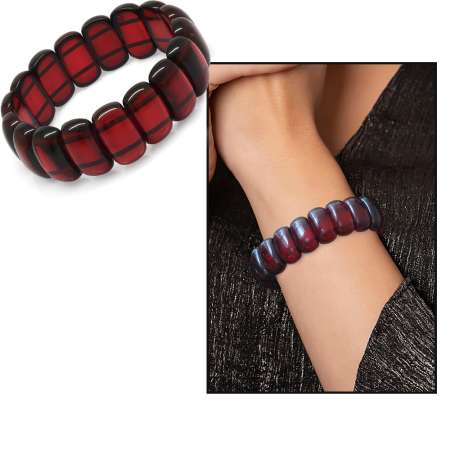 Koyu Kırmızı Geniş Kesim Beyrut Kehribar Kadın Rolex Bileklik - STOKYOK