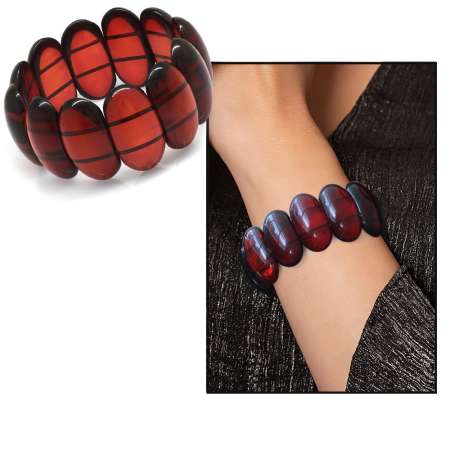 Koyu Kırmızı Maxi Boy Beyrut Kehribar Kadın Rolex Bileklik - Tesbihane