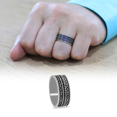 Kral Zincir Tasarım 925 Ayar Gümüş Erkek Alyans - Tesbihane