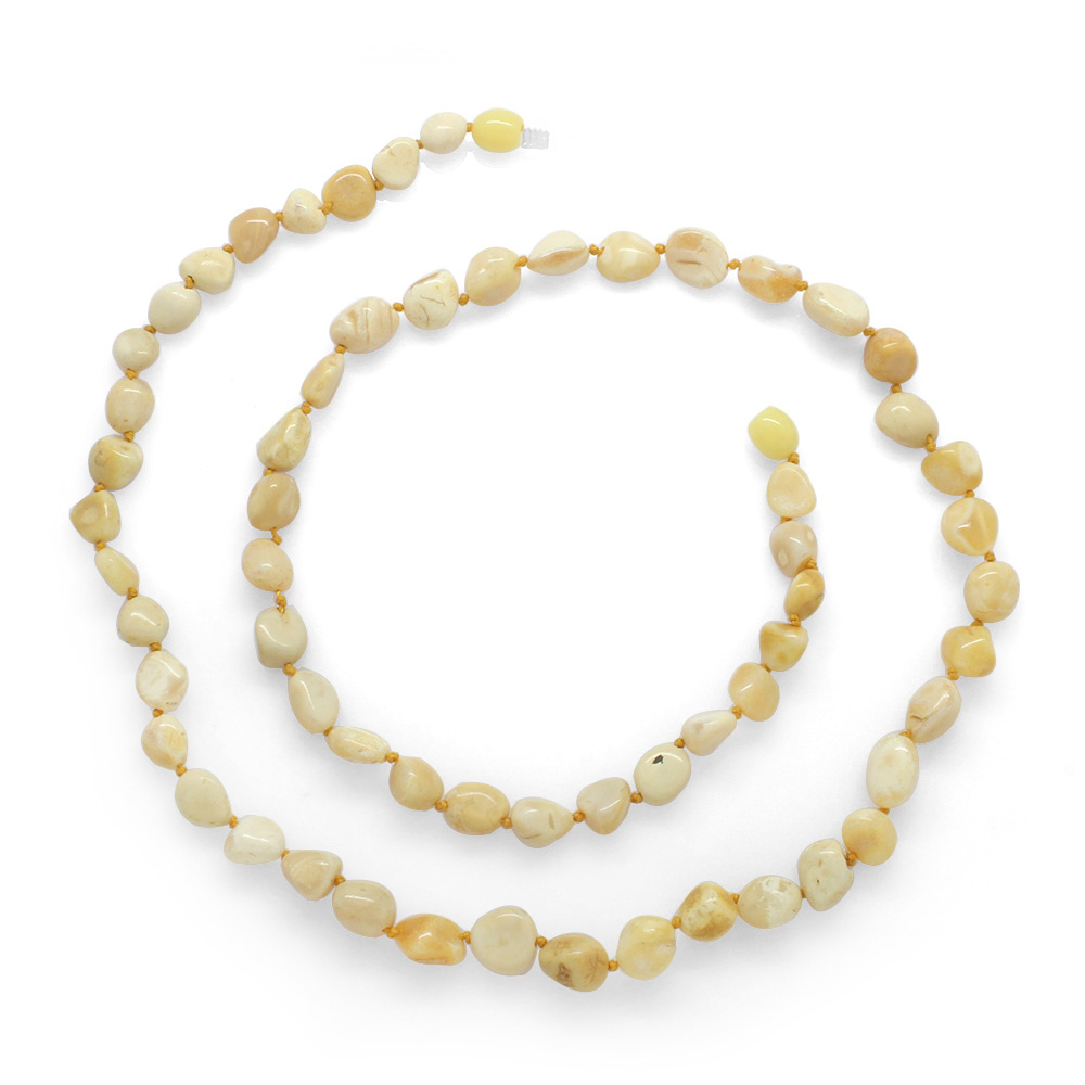 Krem Beyaz Renkli Doğal Damla Kehribar Taşlı Erkek Kolye - 1