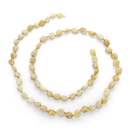 Krem Beyaz Renkli Doğal Damla Kehribar Taşlı Erkek Kolye - Tesbihane