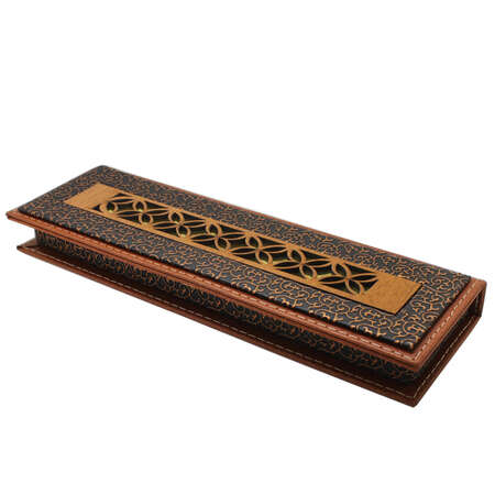 Krem Deri Ahşap Bileşim Elegance Tesbih Kutusu - Tesbihane