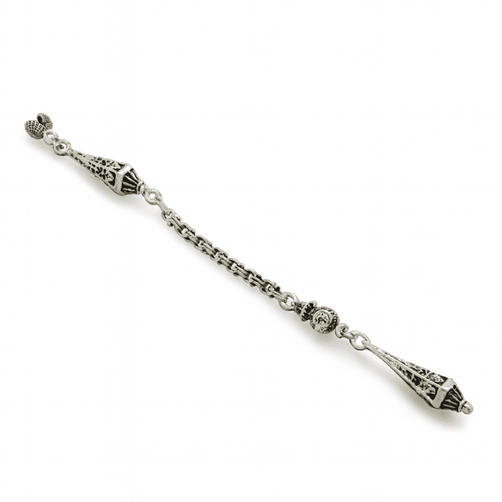 Kubbe Temalı Gümüş Renk Arnavut Zincirli Tek Kamçılı Kararmaz Metal Püskül - 2