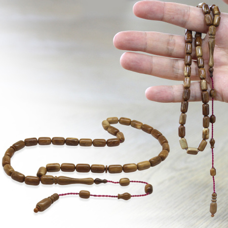 Kuka Ağacı Tesbih - Sistemli - Koleksiyonluk - Cüneydi Usta İşçilikli - Kahverengi - Kapsül Kesim - Tesbihane