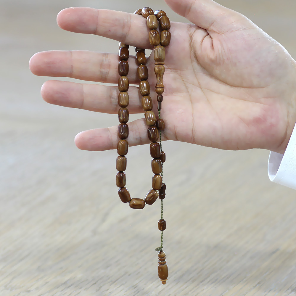 Kuka Ağacı Tesbih - Sistemli - Koleksiyonluk - Sadullah Usta İşçilikli - Kahverengi - Kapsül Kesim - 2