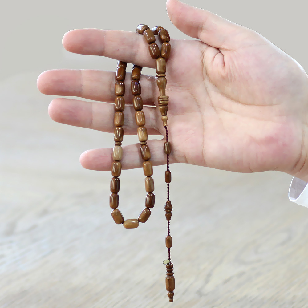 Kuka Ağacı Tesbih - Sistemli - Koleksiyonluk - Sadullah Usta İşçilikli - Kahverengi - Kapsül Kesim - 3