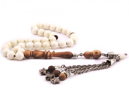 Kararmaz Metal Püsküllü Kuka İmameli Küre Kesim Deve Kemiği Tesbih - Tesbihane