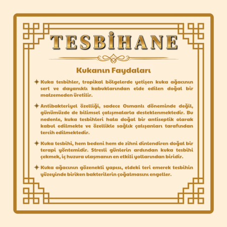 Kuka Namaz Tesbihi - Sistemli - Açık Kahverengi - Küre Kesim - Tesbihane