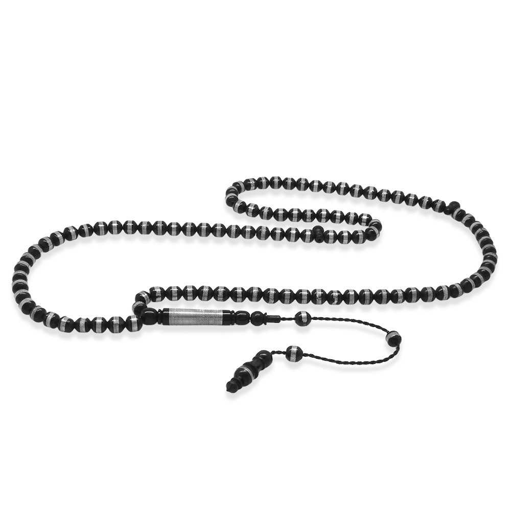 Kuka Namaz Tesbihi - Siyah Renk - Sistemli - Pirinç Sarmal - Küre Kesim - 3