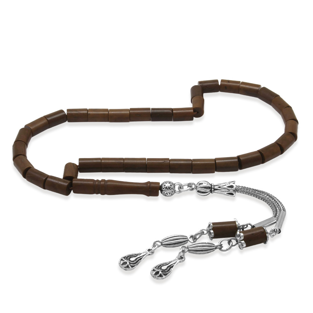 Kuka Tesbih - Kararmaz Metal Arnavut Zincir Püsküllü - Kahverengi - Kesme Kesim - 4