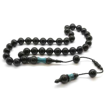 Kumpas İşçilikli İmamesi Firuze İşlemeli İstanbul Kesim Erzurum Oltu Taşı Tesbih - Tesbihane