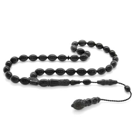 Kumpas İşçilikli İmamesi İşlemeli Arpa Kesim Erzurum Oltu Taşı Tesbih - Tesbihane