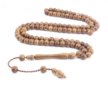 99'lu Usta İşi Küre Kesim Açık Kahverengi Kuka Tesbih - Tesbihane