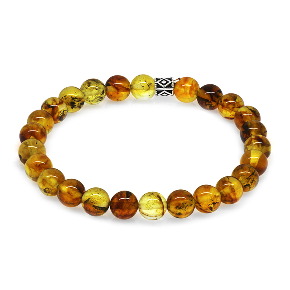 Küre Kesim Bal Rengi Hareli Doğal Damla Kehribar Kadın Bileklik - 1