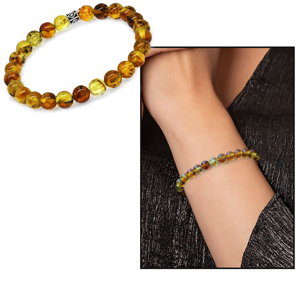 Küre Kesim Bal Rengi Hareli Doğal Damla Kehribar Kadın Bileklik - 2