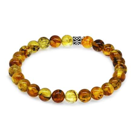 Küre Kesim Bal Rengi Hareli Doğal Damla Kehribar Kadın Bileklik - Tesbihane