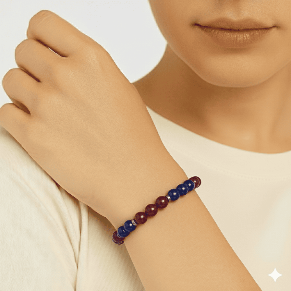 Küre Kesim Bordo Mavi Jade Doğaltaş Kadın Taraftar Bileklik - 2