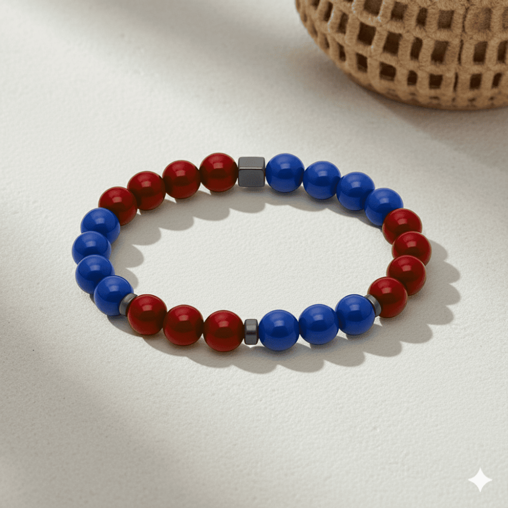 Küre Kesim Bordo Mavi Jade Doğaltaş Kadın Taraftar Bileklik - 3