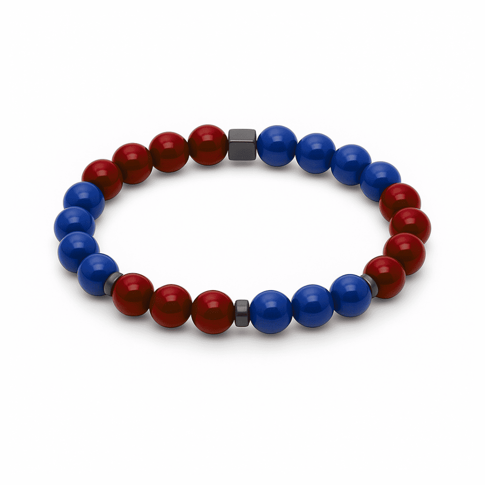 Küre Kesim Bordo Mavi Jade Doğaltaş Kadın Taraftar Bileklik - 4