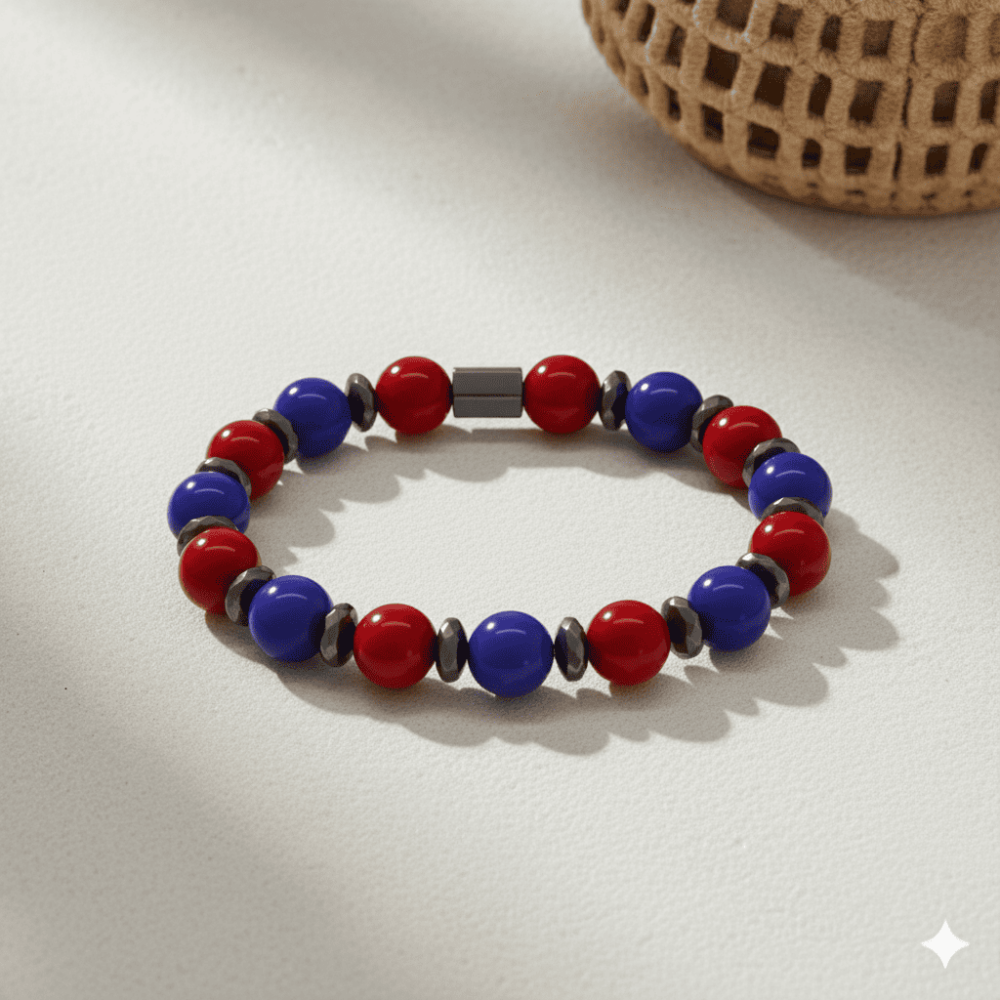 Küre Kesim Bordo Mavi Jade Doğaltaş Kadın Taraftar Bileklik M2 - 3