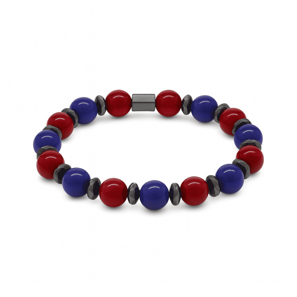 Küre Kesim Bordo Mavi Jade Doğaltaş Kadın Taraftar Bileklik M2 - 4