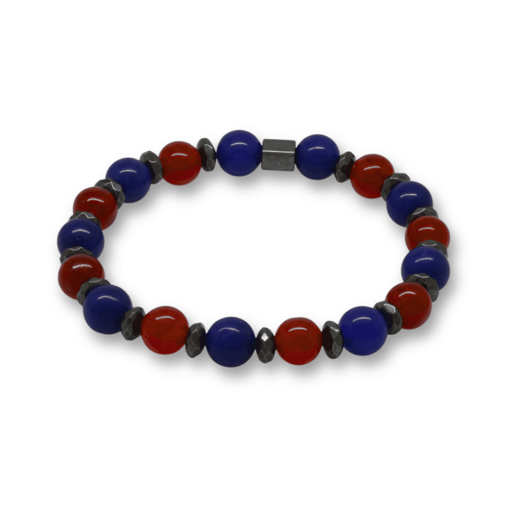 Küre Kesim Bordo Mavi Jade Doğaltaş Erkek Taraftar Bileklik - M2 - 4