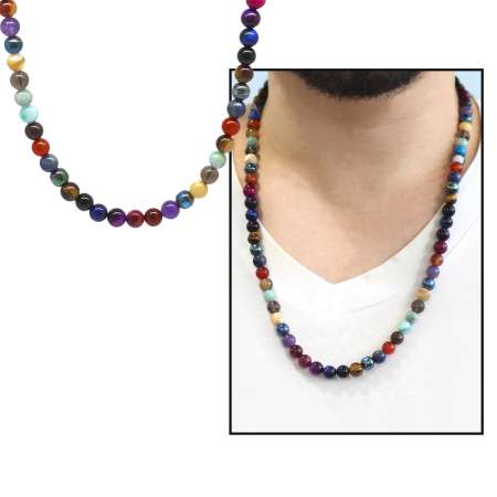 Küre Kesim Çakra Doğaltaş Kombinli Erkek Başarı Kolyesi - Tesbihane